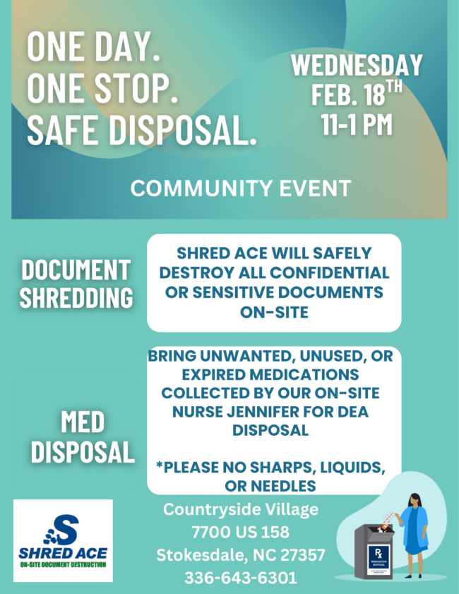 Community Shred & Medication Disposal Event – February 18